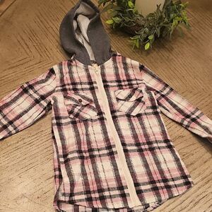 Shyanne Pink Plaid Zip Up with Hood Jacket XS